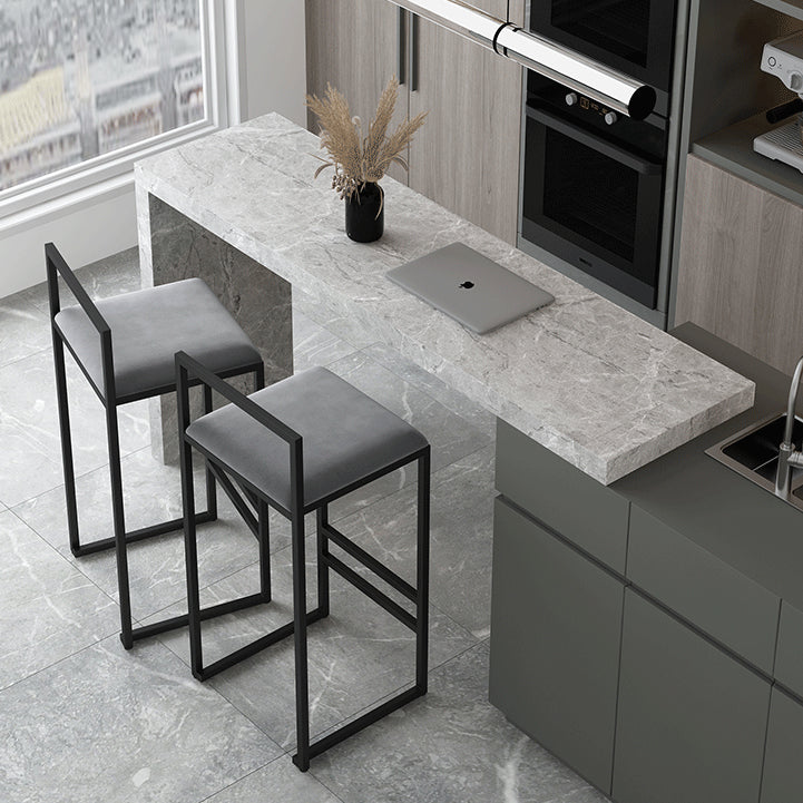 Metal Armless Dining Stools Contemporary Bar Stools with Cushion