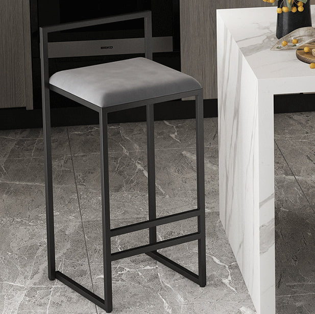 Metal Armless Dining Stools Contemporary Bar Stools with Cushion