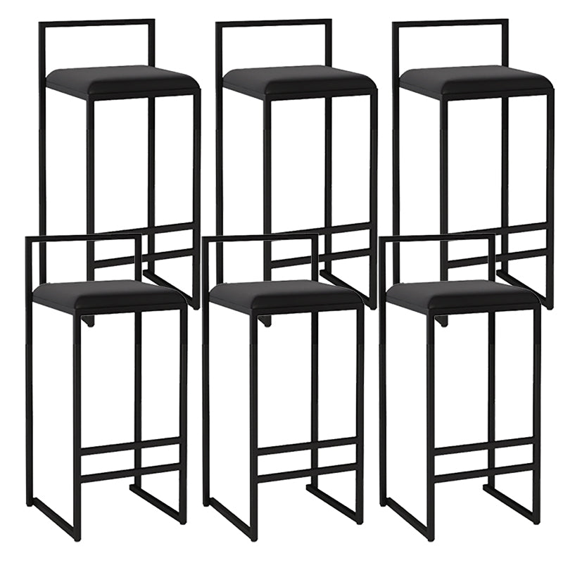 Metal Armless Dining Stools Contemporary Bar Stools with Cushion