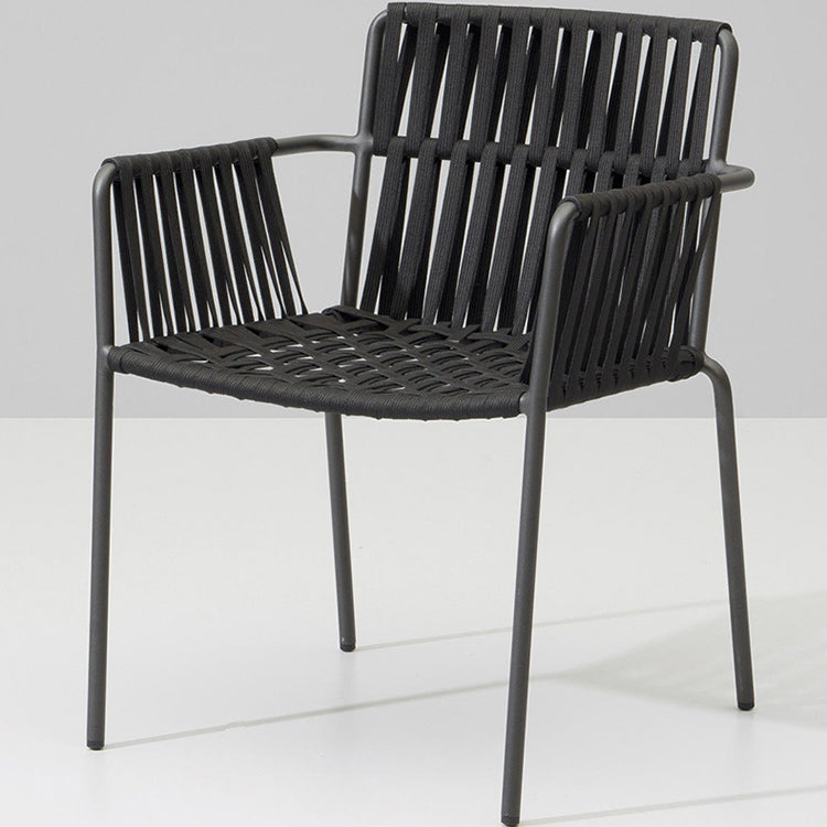 Industrial Outdoors Dining Chairs with Aluminum Base and Water Repellent Finish Cushion