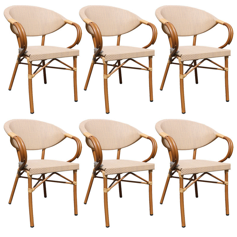 Tropical Beige Armchair/Side Chair with Fabric Back and Aluminum Base