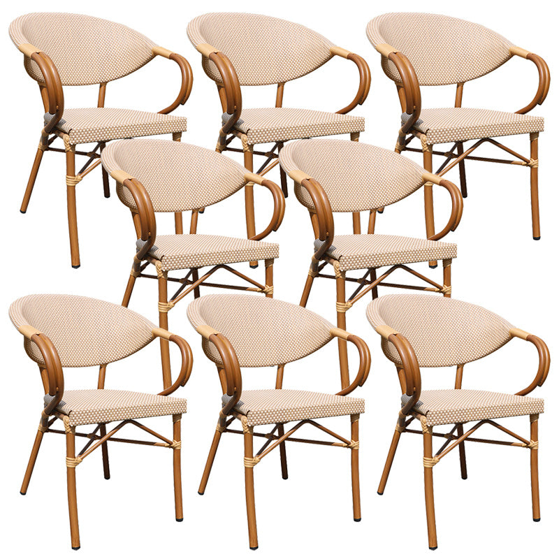 Tropical Beige Armchair/Side Chair with Fabric Back and Aluminum Base