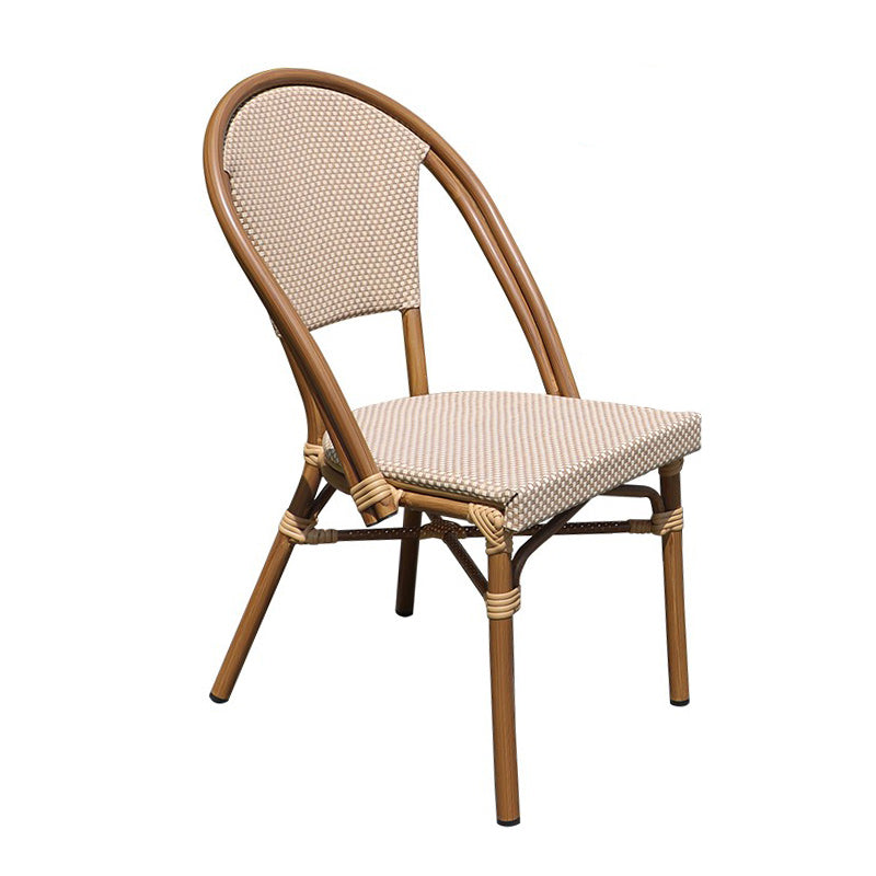 Tropical Beige Armchair/Side Chair with Fabric Back and Aluminum Base