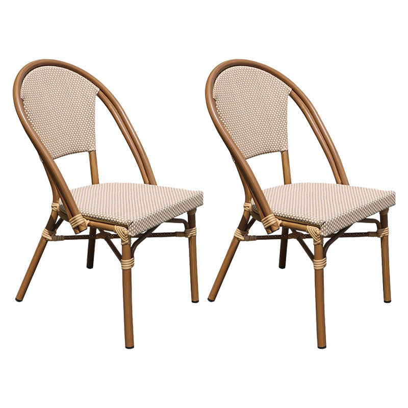 Tropical Beige Armchair/Side Chair with Fabric Back and Aluminum Base