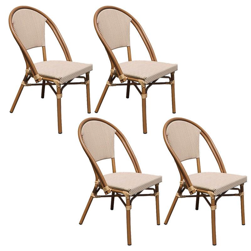 Tropical Beige Armchair/Side Chair with Fabric Back and Aluminum Base