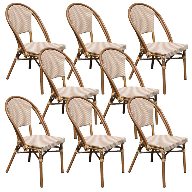 Tropical Beige Armchair/Side Chair with Fabric Back and Aluminum Base