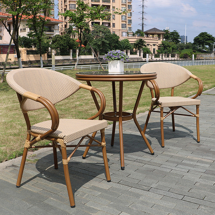 Tropical Beige Armchair/Side Chair with Fabric Back and Aluminum Base