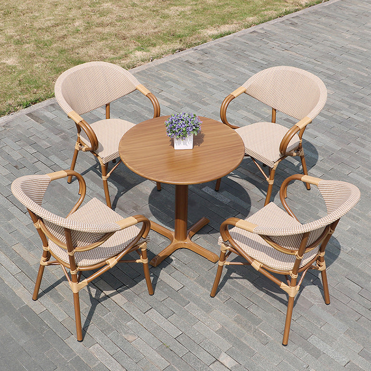 Tropical Beige Armchair/Side Chair with Fabric Back and Aluminum Base