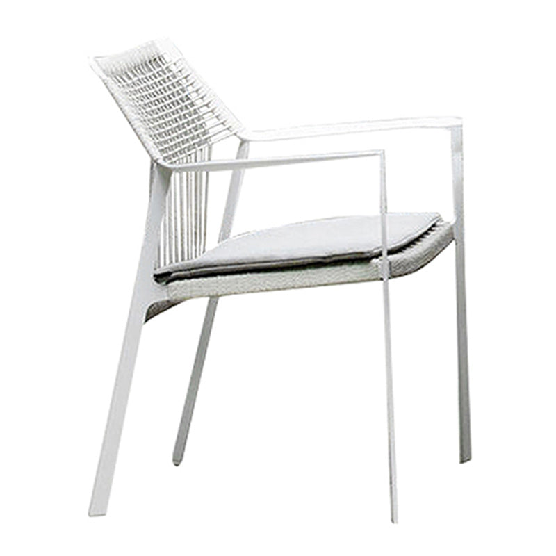 Industrial Outdoors Dining Chairs with Rattan Back and Aluminum Base
