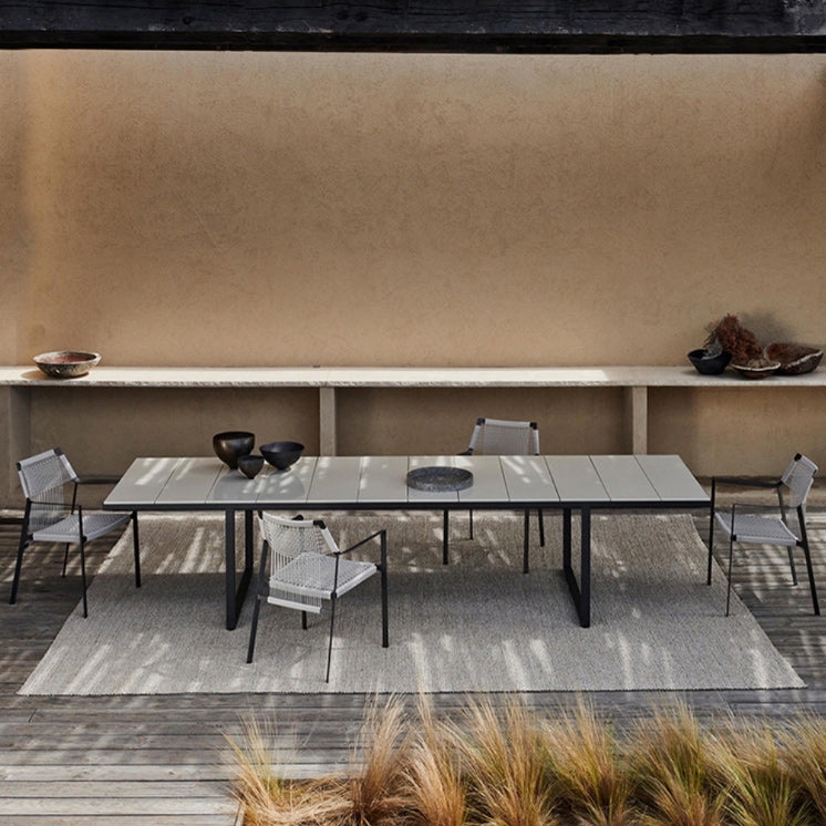 Industrial Outdoors Dining Chairs with Rattan Back and Aluminum Base