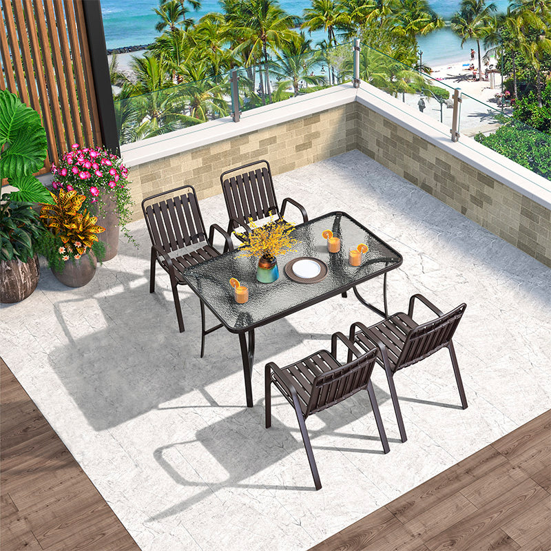 Industrial Dining Chairs in Brown with Steel Base and Plastic Back