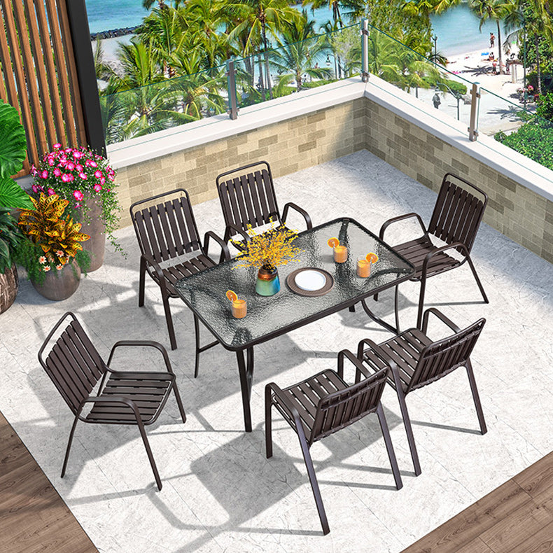 Industrial Dining Chairs in Brown with Steel Base and Plastic Back