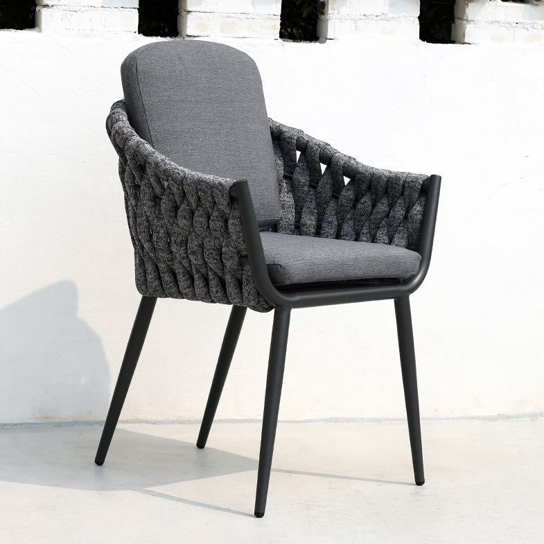 Contemporary Outdoors Dining Chairs with Removable Water Repellent Finish Cushion