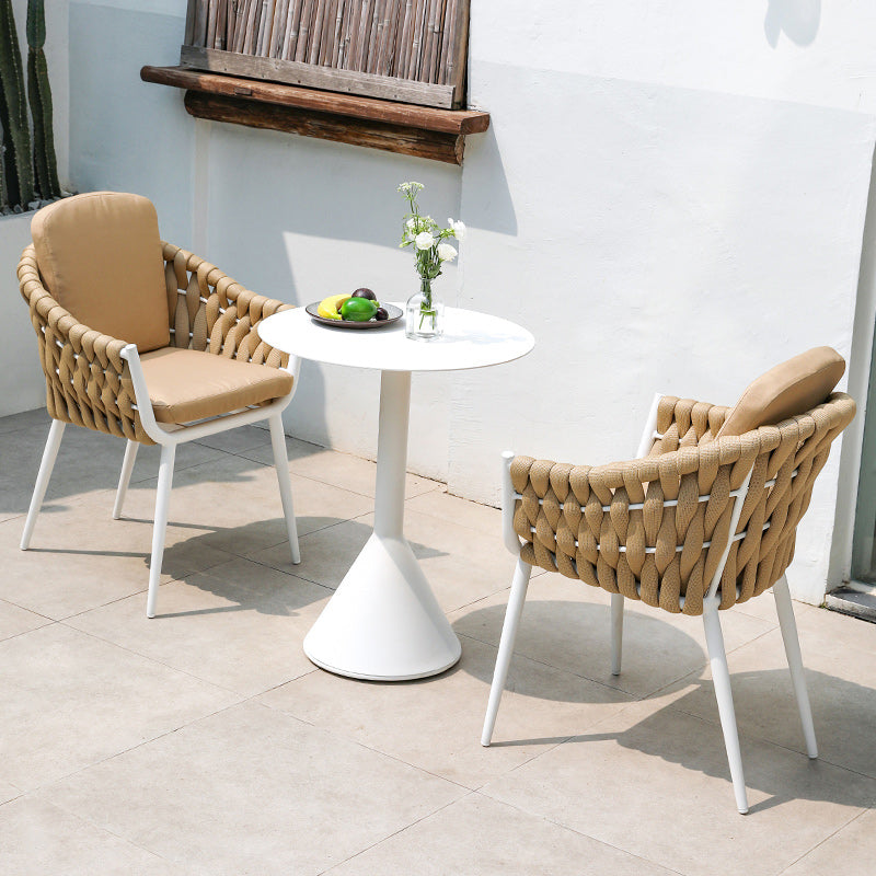 Contemporary Outdoors Dining Chairs with Removable Water Repellent Finish Cushion