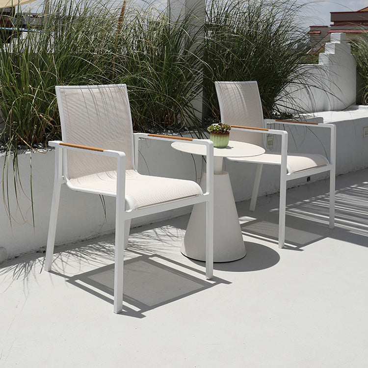 Contemporary White Outdoors Dining Chairs with Fabric Back Stacking Chairs