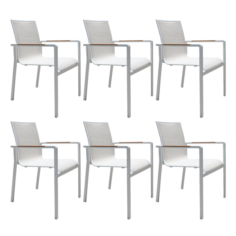 Contemporary White Outdoors Dining Chairs with Fabric Back Stacking Chairs
