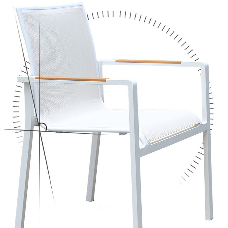 Contemporary White Outdoors Dining Chairs with Fabric Back Stacking Chairs