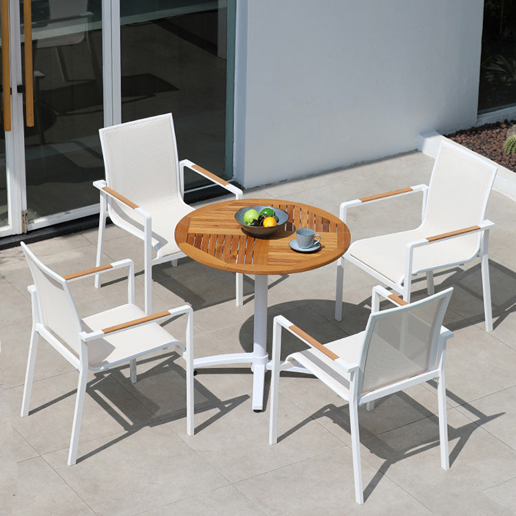 Contemporary White Outdoors Dining Chairs with Fabric Back Stacking Chairs