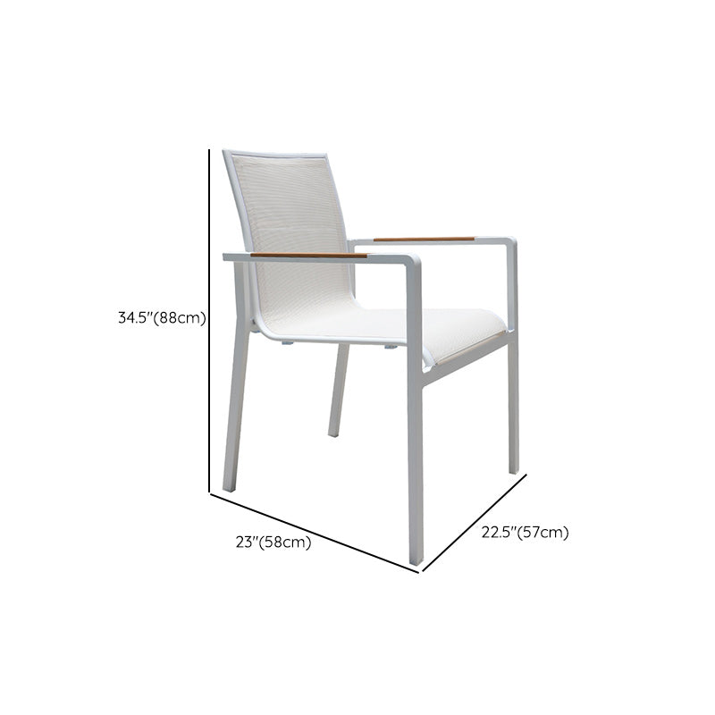 Contemporary White Outdoors Dining Chairs with Fabric Back Stacking Chairs
