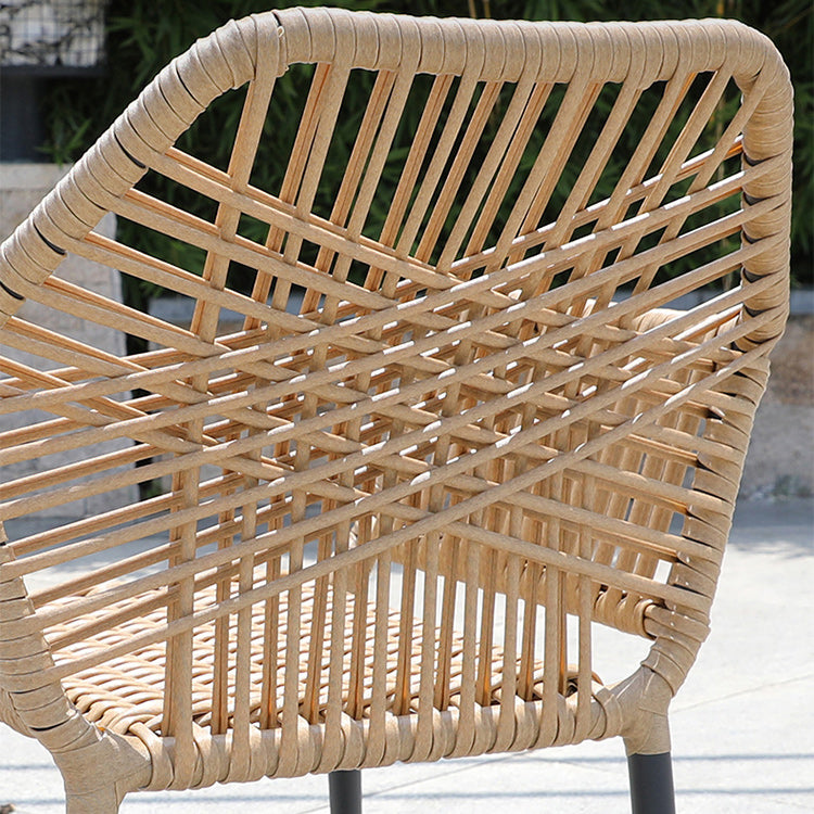 Natural Outdoors Dining Chairs with Aluminum Base and Faux Rattan Arms