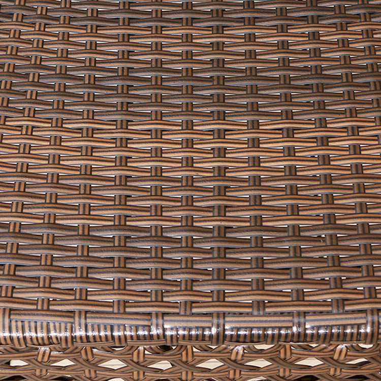 Faux Rattan Patio Dining Side Chair with Steel Base in Brown