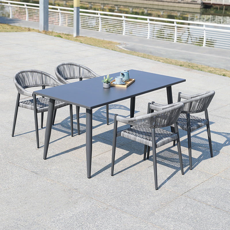 Tropical Grey Patio Dining Chair with Aluminum Base Stacking Chairs