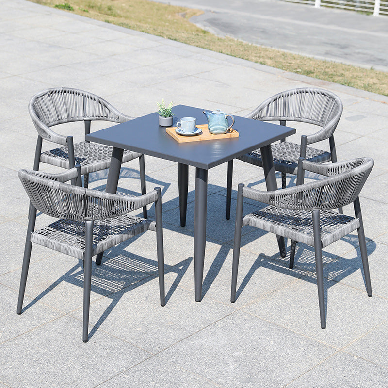 Tropical Grey Patio Dining Chair with Aluminum Base Stacking Chairs