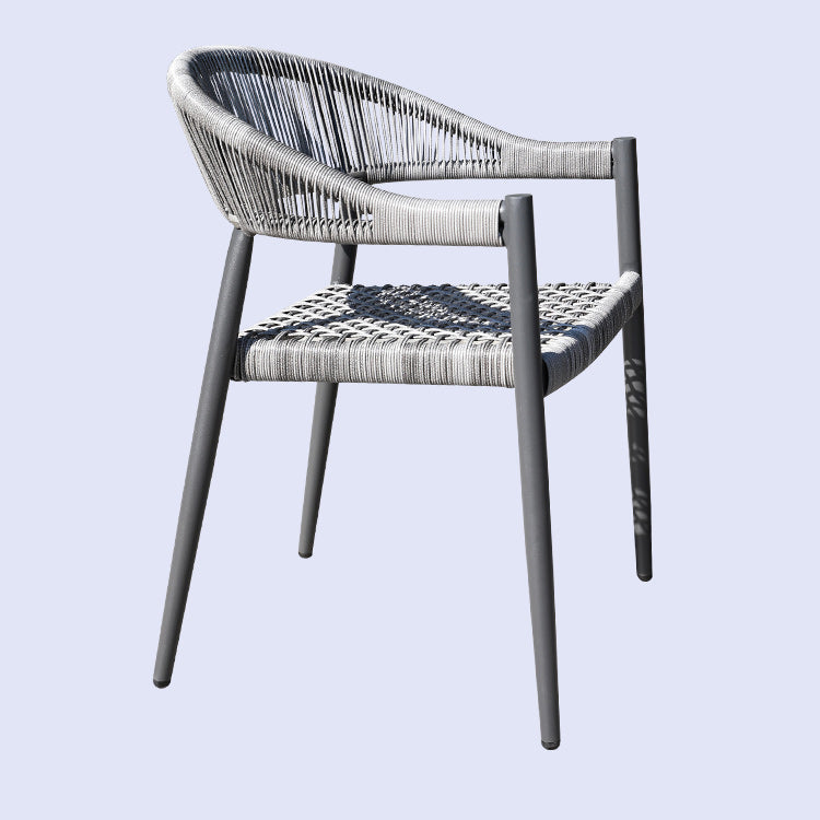 Tropical Grey Patio Dining Chair with Aluminum Base Stacking Chairs