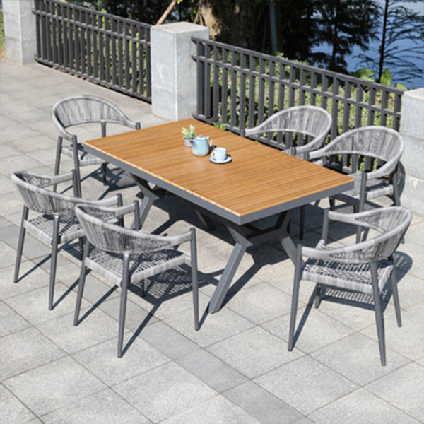 Tropical Grey Patio Dining Chair with Aluminum Base Stacking Chairs