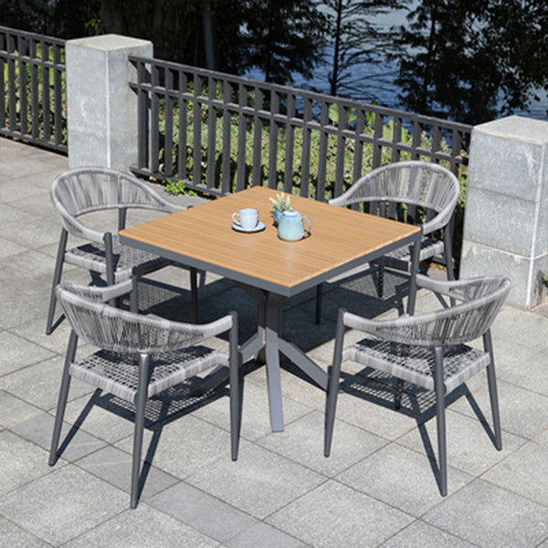 Tropical Grey Patio Dining Chair with Aluminum Base Stacking Chairs