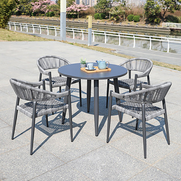 Tropical Grey Patio Dining Chair with Aluminum Base Stacking Chairs