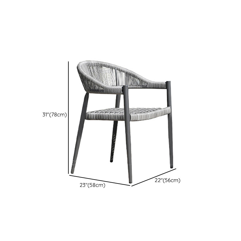 Tropical Grey Patio Dining Chair with Aluminum Base Stacking Chairs