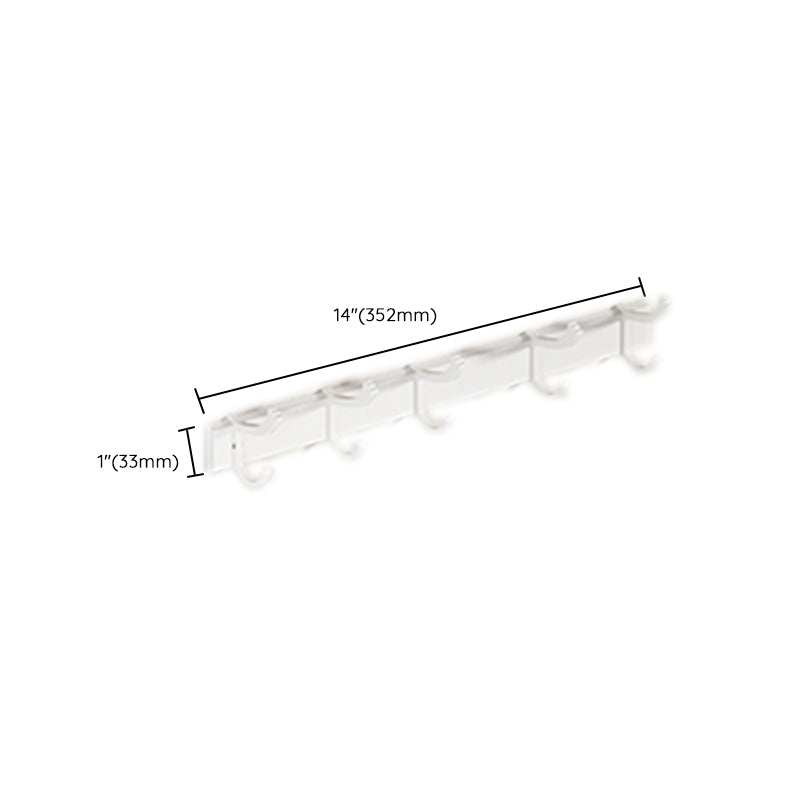 Contemporary Bath Hardware Set in Stainless Aluminum Matte White Robe Hooks/Bath Shelf