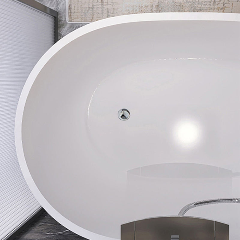 Modern Style Freestanding Bath Tub Acrylic Oval Bathtub in White