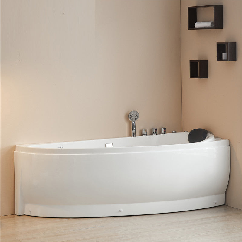 Modern Acrylic Corner Bathtub Soaking/Whirlpool Back to Wall Bathtub