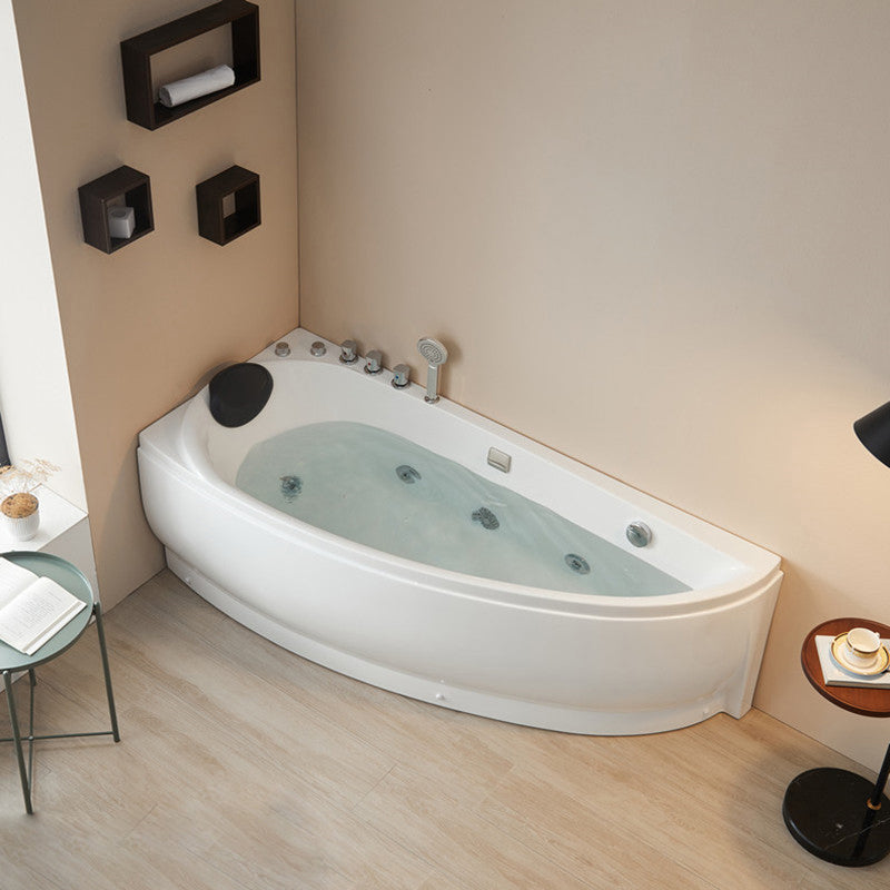 Modern Acrylic Corner Bathtub Soaking/Whirlpool Back to Wall Bathtub