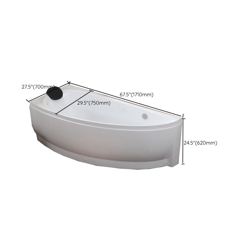 Modern Acrylic Corner Bathtub Soaking/Whirlpool Back to Wall Bathtub