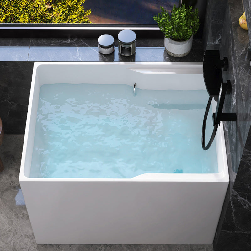 Modern Style Acrylic Soaking Bathtub Rectangle Back to Wall Bathtub