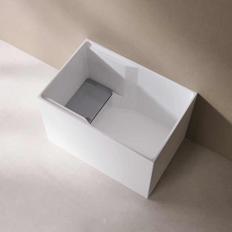 Modern Style Acrylic Soaking Bathtub Rectangle Back to Wall Bathtub