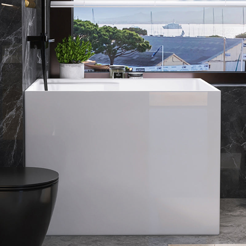 Modern Style Acrylic Soaking Bathtub Rectangle Back to Wall Bathtub