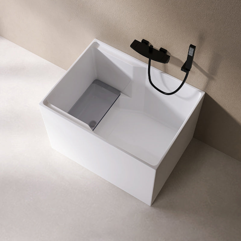 Modern Style Acrylic Soaking Bathtub Rectangle Back to Wall Bathtub
