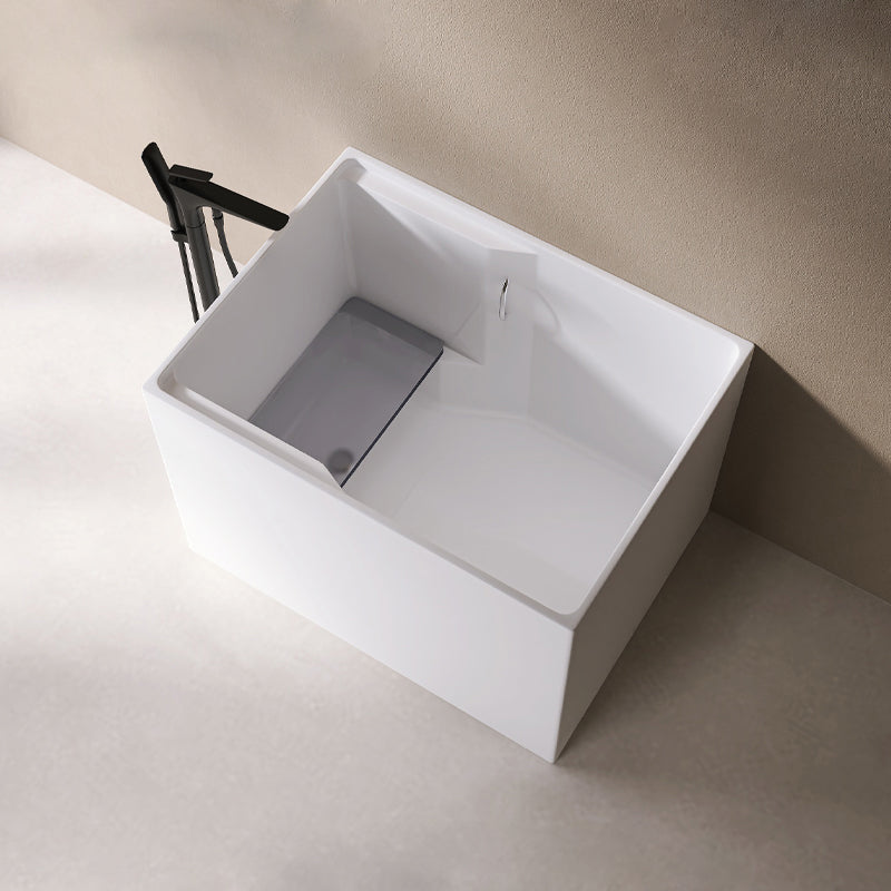 Modern Style Acrylic Soaking Bathtub Rectangle Back to Wall Bathtub