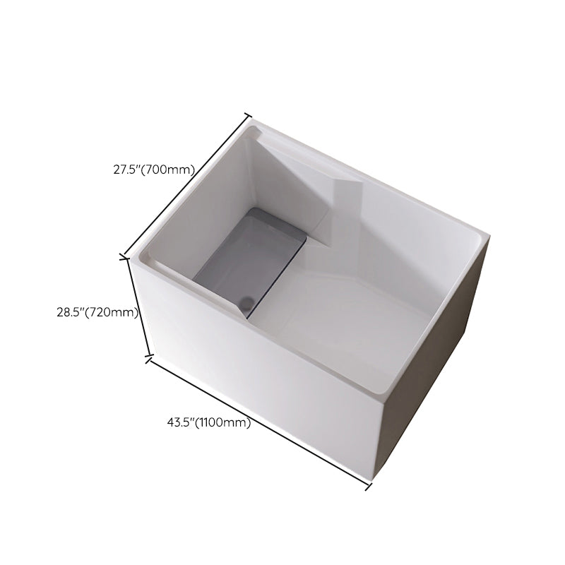 Modern Style Acrylic Soaking Bathtub Rectangle Back to Wall Bathtub