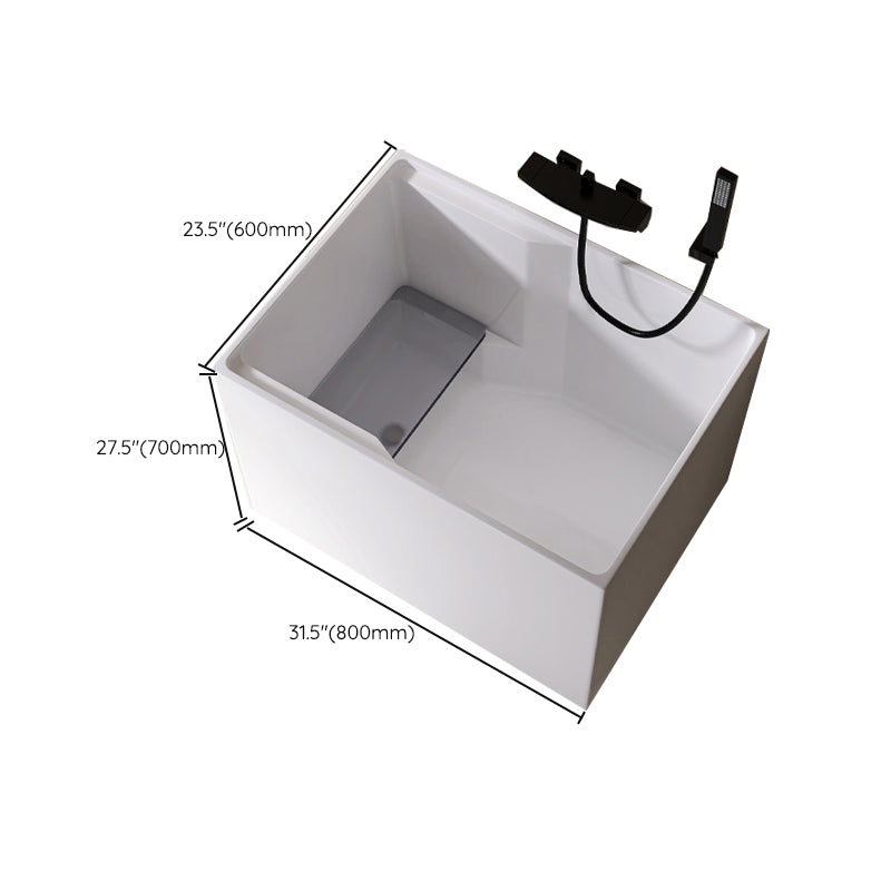Modern Style Acrylic Soaking Bathtub Rectangle Back to Wall Bathtub