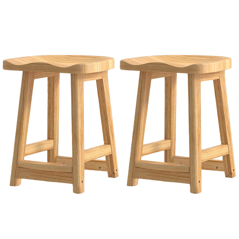 Contemporary Solid Wood Barstools Saddle Seat Bar Stools with Footrest