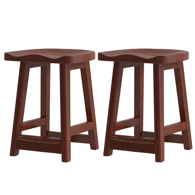 Contemporary Solid Wood Barstools Saddle Seat Bar Stools with Footrest