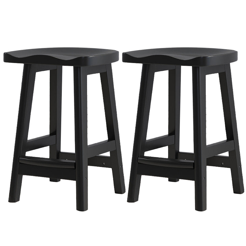 Contemporary Solid Wood Barstools Saddle Seat Bar Stools with Footrest