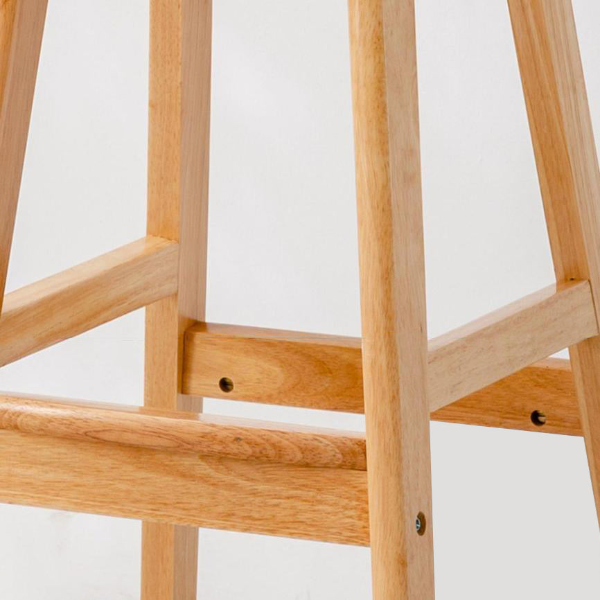 Contemporary Solid Wood Barstools Saddle Seat Bar Stools with Footrest