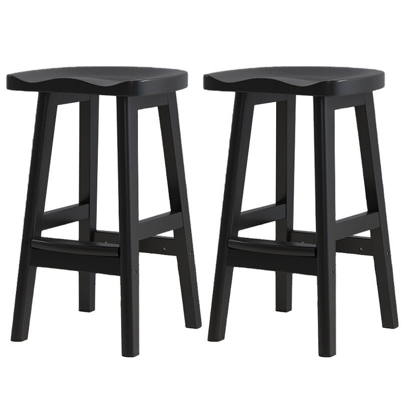 Contemporary Solid Wood Barstools Saddle Seat Bar Stools with Footrest