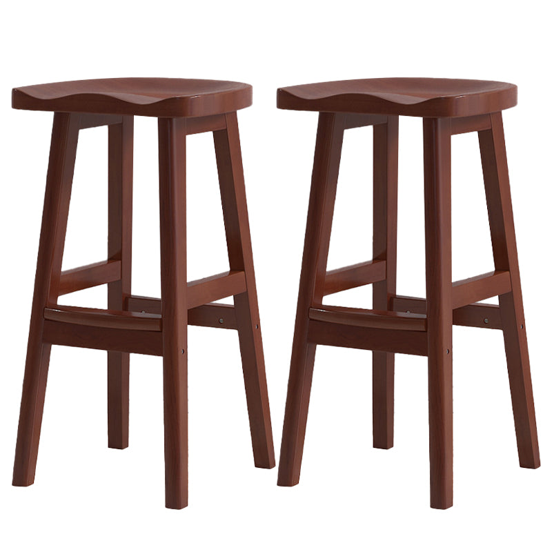 Contemporary Solid Wood Barstools Saddle Seat Bar Stools with Footrest